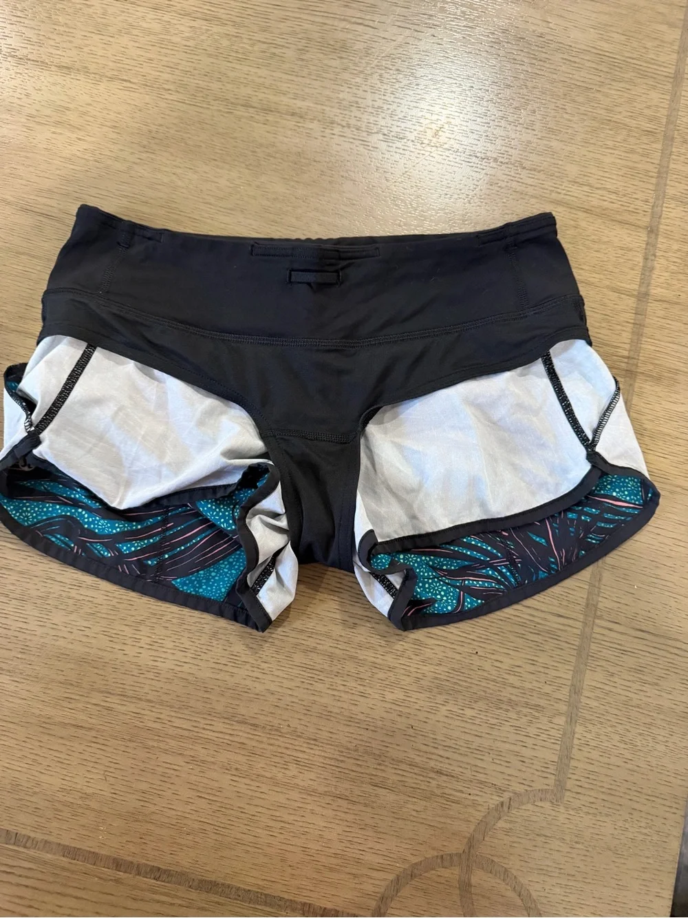 lululemon athletica Teal and Black Printed Run Shorts